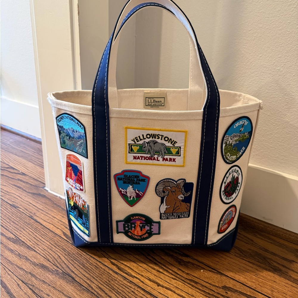 One of a Kind- National Park Patches LL Bean Boat Tote Bag in Navy - custom bag - Picture 4 of 7
